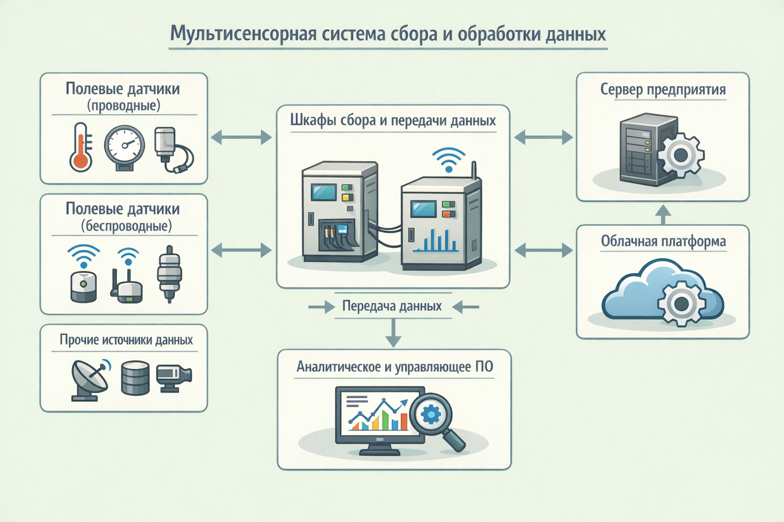 Мультисенсорная схема сбора и обработки данных